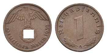 Германия 1 рейхспфенниг 1939 A KM 89, J. 361 бронза 4684-1158