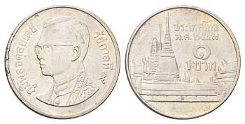 Таиланд 1 бат 2006 BE 2549, Рама IX (1946-2016), королевский дворец Y 183 медно-никель 4701-336