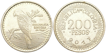 Колумбия 200 песо 2017 KM 297 медь цинк никель 4364-323
