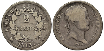 Франция 2 франка 1813 Q, Наполеон KM 693.12 серебро 413-3341