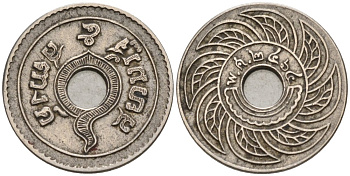 Таиланд 5 сатангов 1921 ВЕ2464, король Рама VI (1910-1925) KM Y#36 никель 4387-324