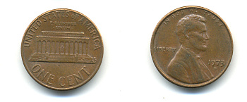 США 1 ЦЕНТ 1973 D, ЛИНКОЛЬН KM 201 медь цинк 179-326