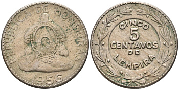 Гондурас 5 сентаво 1956 KM 72 медно-никель 4591-146