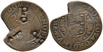 НИДЕРЛАНДЫ, ВОСТОЧНАЯ ФРИЗИЯ 1 ДУИТ XVI ВЕК медь 67-235
