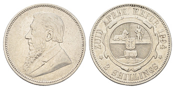 ЮАР 2 шиллинга 1894 ZAR, Трансвааль, Крюгер KM 6 серебро 4044-1531