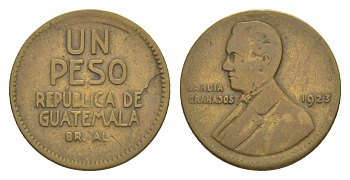 Гватемала 1 песо 1923 KM 233 алюминиевая бронза 1527-1234