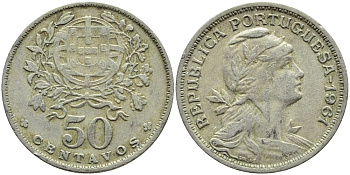 Португалия 50 сентаво 1961 KM 577 медно-никель 4395-815