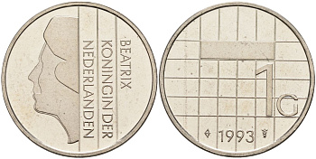 Нидерланды 1 гульден 1993 Беатрикс (1980-2013) KM 205 никель UNC 4116-141