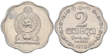 Шри-Ланка 2 цента 1978 KM 138 алюминий 177-1151