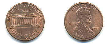 США 1 ЦЕНТ 1997 ЛИНКОЛЬН KM 201b цинк плакированный медью UNC 179-468