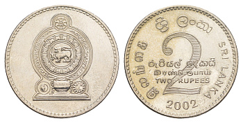 Шри-Ланка 2 рупии 2002 KM 147 медно-никель UNC 4650-913