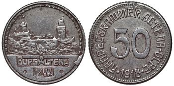 Германия, Альтена 50 пфеннигов 1918 Северный Рейн-Вестфалия, нотгельд железо 4121-446