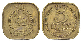 Цейлон 5 центов 1965 KM 129 никель латунь 4649-243