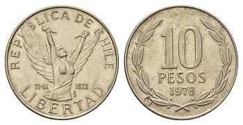 Чили 10 песо 1978 KM 210 медно-никель 4141-121