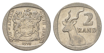 ЮАР 2 ранда 1990 KM 139 медь плакированная никелем 4626-1025