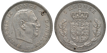 Дания 5 крон 1968 Фредерик IX (1947-1972) KM 853 медно-никель 4125-135