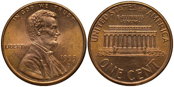 США 1 цент 1993 D, Авраам Линкольн KM 201b цинк плакированный медью 3955-766