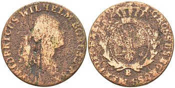 ЮЖНАЯ ПРУССИЯ, ПОЛЬША 1 ГРОШ 1797 ФРИДРИХ ВИЛЬГЕЛЬМ KM 3 медь 210-1152