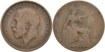 Великобритания 1/2 пенни 1913 Георг V (1910-1936) KM 809, Spink 4056 бронза 4143-645