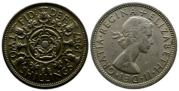 Великобритания 2 шиллинга (флорин) 1967 Елизавета II (1952-2022) KM 906, Spink 4146 медно-никель 4382-824