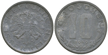 Австрия 10 грошей 1949 KM 2874 цинк 201-613