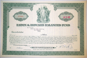 США, EATON & HOWARD BALANCED FUND 5 акций 1955 США бумага 00-00