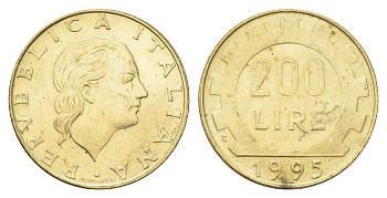 Италия 200 лир 1995 R, шестерня KM 105 алюминиевая бронза 4704-925