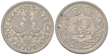 Польша 10 грошей 1923 w Y 11 никель 4136-1255