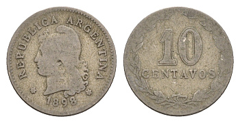 Аргентина 10 сентаво 1898 KM 35 медно-никель 4655-966