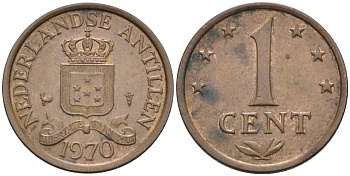 Нидерландские Антилы 1 цент 1970 Юлиана (1948-1980) KM 8 бронза 4564-1063