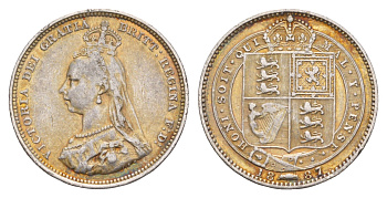 Великобритания 1 шиллинг 1887 Виктория (1837-1901) KM 761, Spink 3926 серебро    3711-924