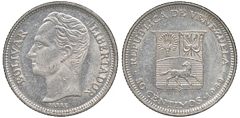 Венесуэла 50 сентимо 1989 Y 41a сталь плакированная никелем 4606-335