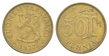 Финляндия 50 пенни 1977 KM 48 алюминиевая бронза 4648-511