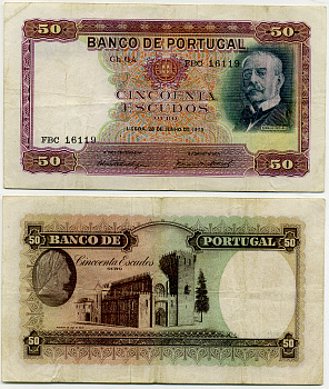 ПОРТУГАЛИЯ 50 ЭСКУДО 1949 28.06.1949, Ромальо Артигао Pick 154 бумага 8564-3-1