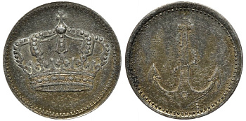 Европа игровой жетон ND КОРОНА, ЯКОРЬ, диаметр 16 мм., вес 1,02 гр. 192-269