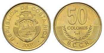 Коста-Рика 50 колонов 2002 KM 231.1a алюминиевая бронза UNC 183-1051