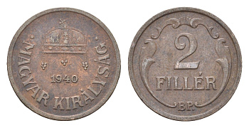 Венгрия 2 филлера 1940 BP KM 506 бронза 4665-464
