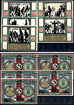 Цёрбиг (Пруссия, Саксония) набор из 5 нотгельдов 1921 2193-40-2-1