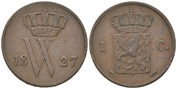 Нидерланды 1 цент 1827 Виллем I (1815-1840) KM 47 медь 4181-361