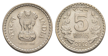 Индия 5 рупий 2002 KM 154.1 медно-никель 4650-1153