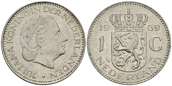 Нидерланды 1 гульден 1969 Юлиана (1948-1980) KM 184a никель 4579-531