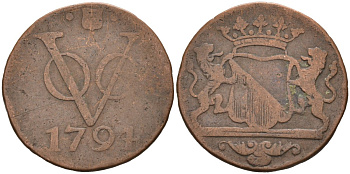 Нидерландская Восточная Индия, Утрехт (Утрехт) 1 дуит 1794 KM 111.1 медь 4577-333