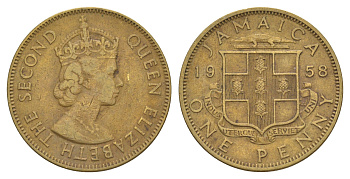Ямайка 1 пенни 1958 Елизавета II (1952-2022) KM 37 никель латунь 4626-734