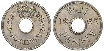 Фиджи 1 пенни 1965 Елизавета II (1952- ) KM 21 медно-никель 51-2724