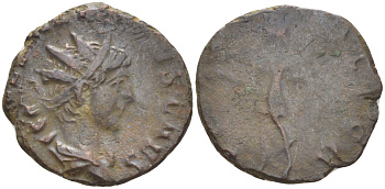 Римская Империя (императоры в Галлии) антониниан 272 - 273 Тетрик II. SPES PVBLICA, Спея, держащая цветок, Августа Треверов, Very fine RIC 272 биллон 1073-14-71