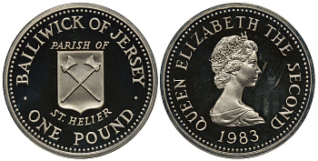 Джерси 1 фунт 1983 приход СЕНТ-ХЕЛИЕР, тираж 2500 экземпляров KM 59a серебро PROOF 272-333