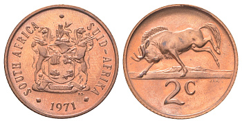 ЮАР 2 цента 1971 KM 83 бронза PROOF 4617-249