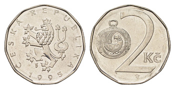 Чехия 2 кроны 1995 KM 9 сталь плакированная никелем 4623-511
