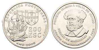 Португалия 200 эскудо 2000 Фернан Магеллан KM 731 медно-никель UNC 4677-633