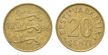 Эстония 20 сентов 1996 KM 23 латунь 192-311